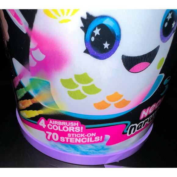 Airbrush Plush Squish Pals Narwhal Storage Can Stencils Paint Age 6+ - Picture 2 of 6
